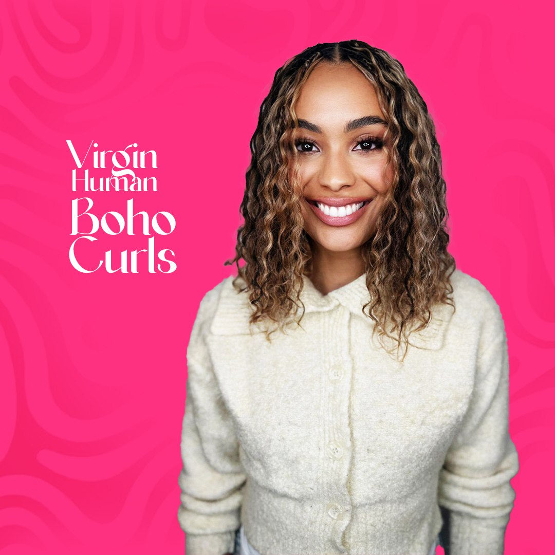 Virgin human curly boho hair – lightweight natural curly extensions