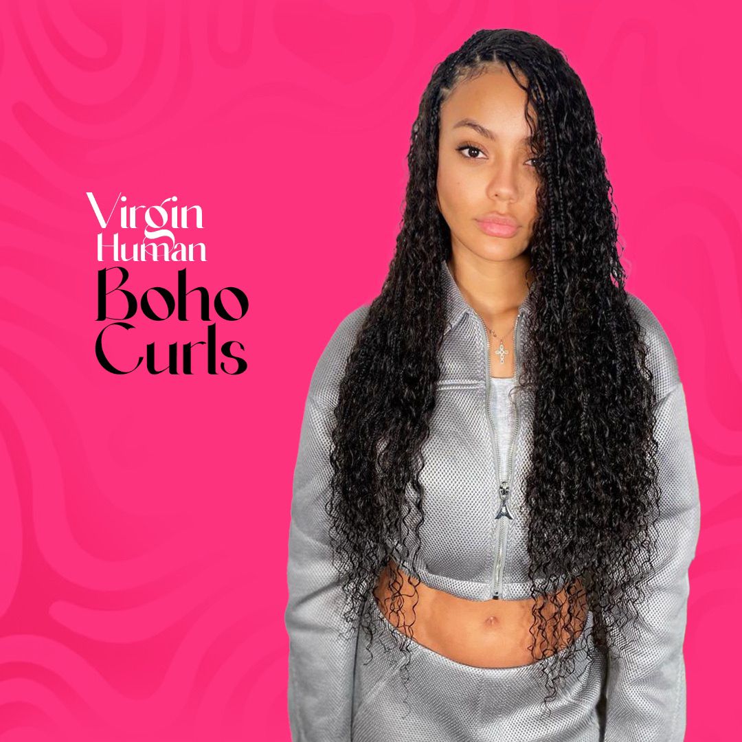 Virgin human curly boho hair – lightweight natural curly extensions