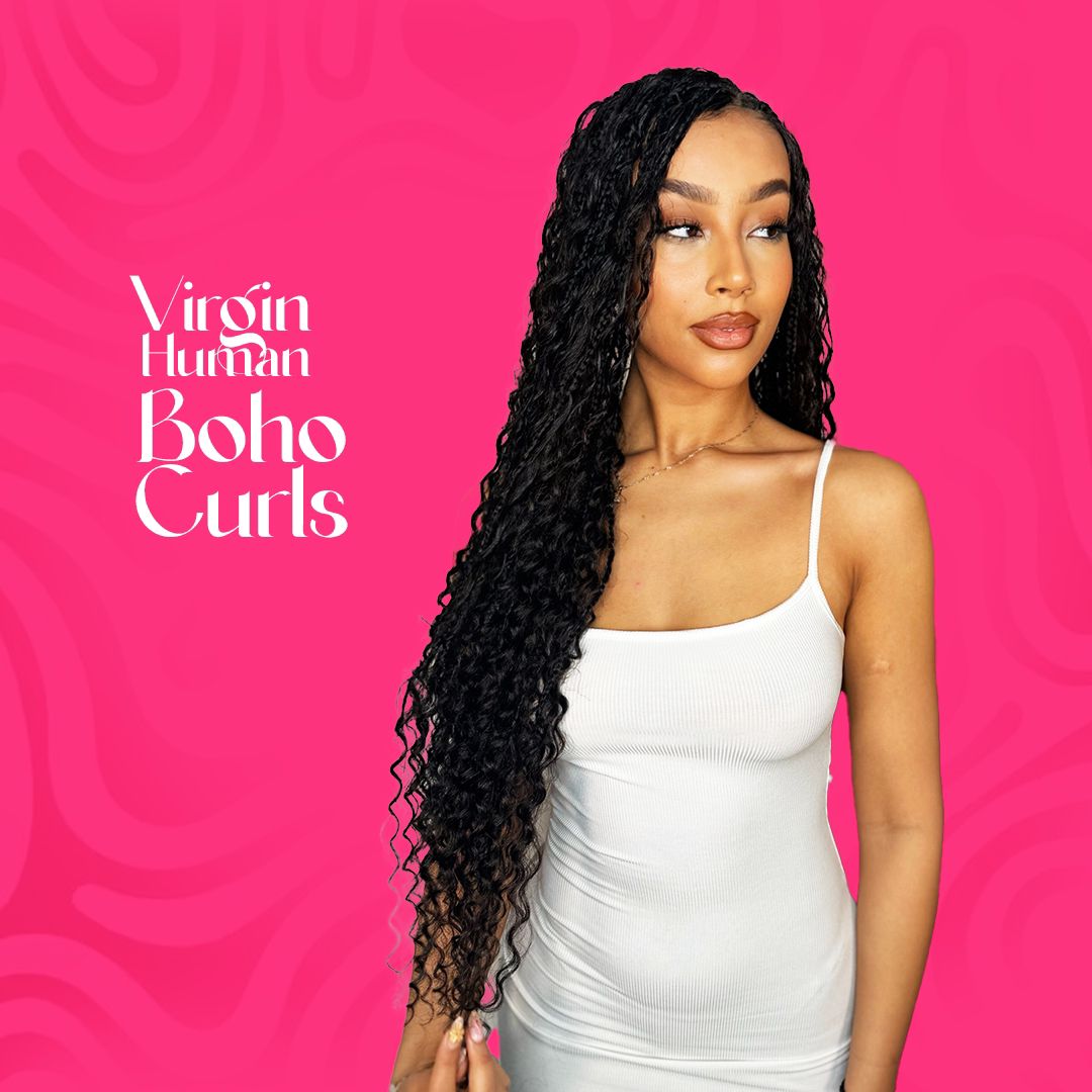 Virgin human curly boho hair – lightweight natural curly extensions