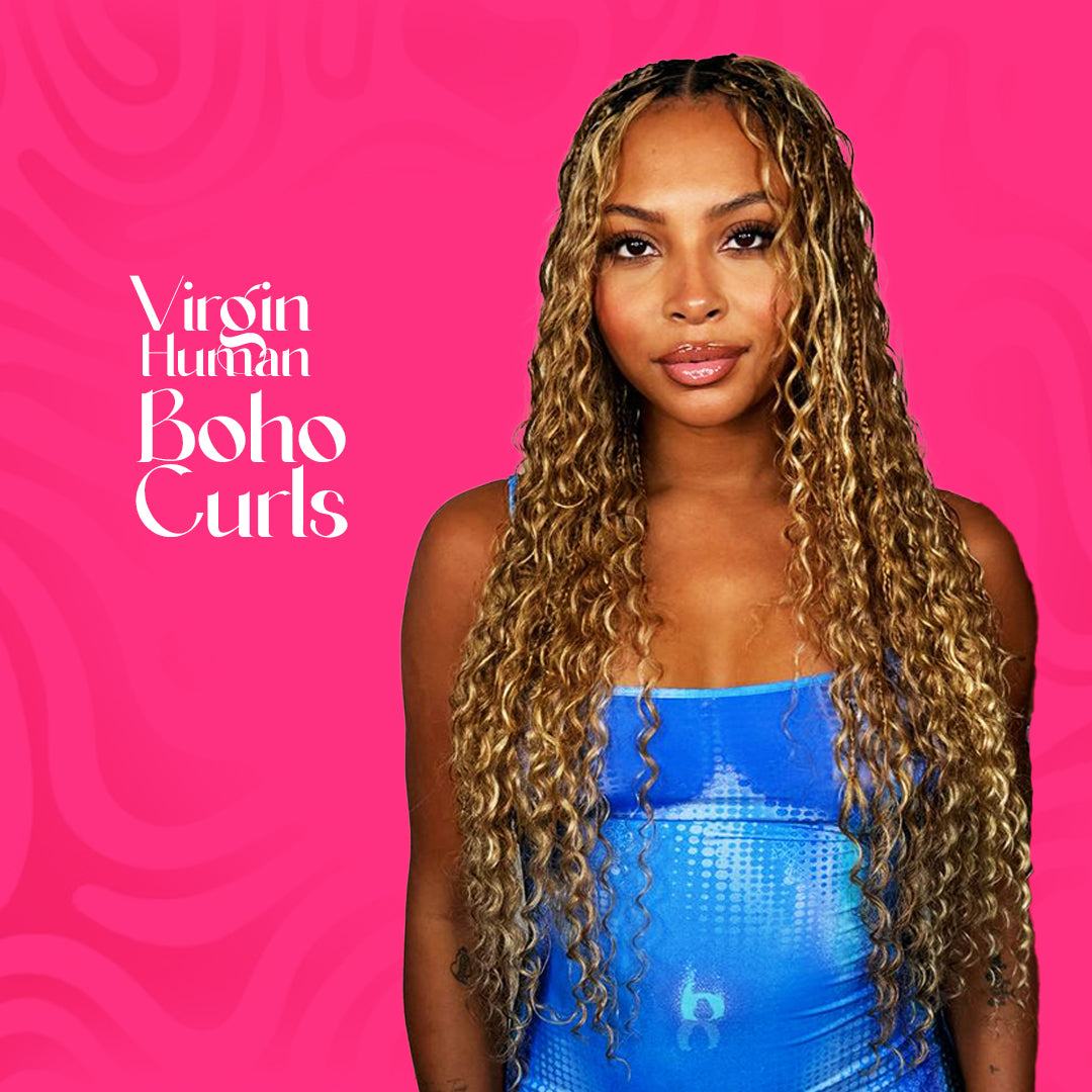 Virgin human curly boho hair – lightweight natural curly extensions