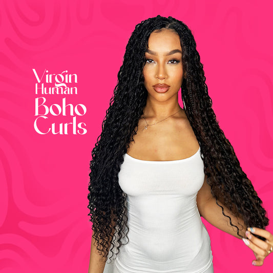 Virgin human curly boho hair – lightweight natural curly extensions