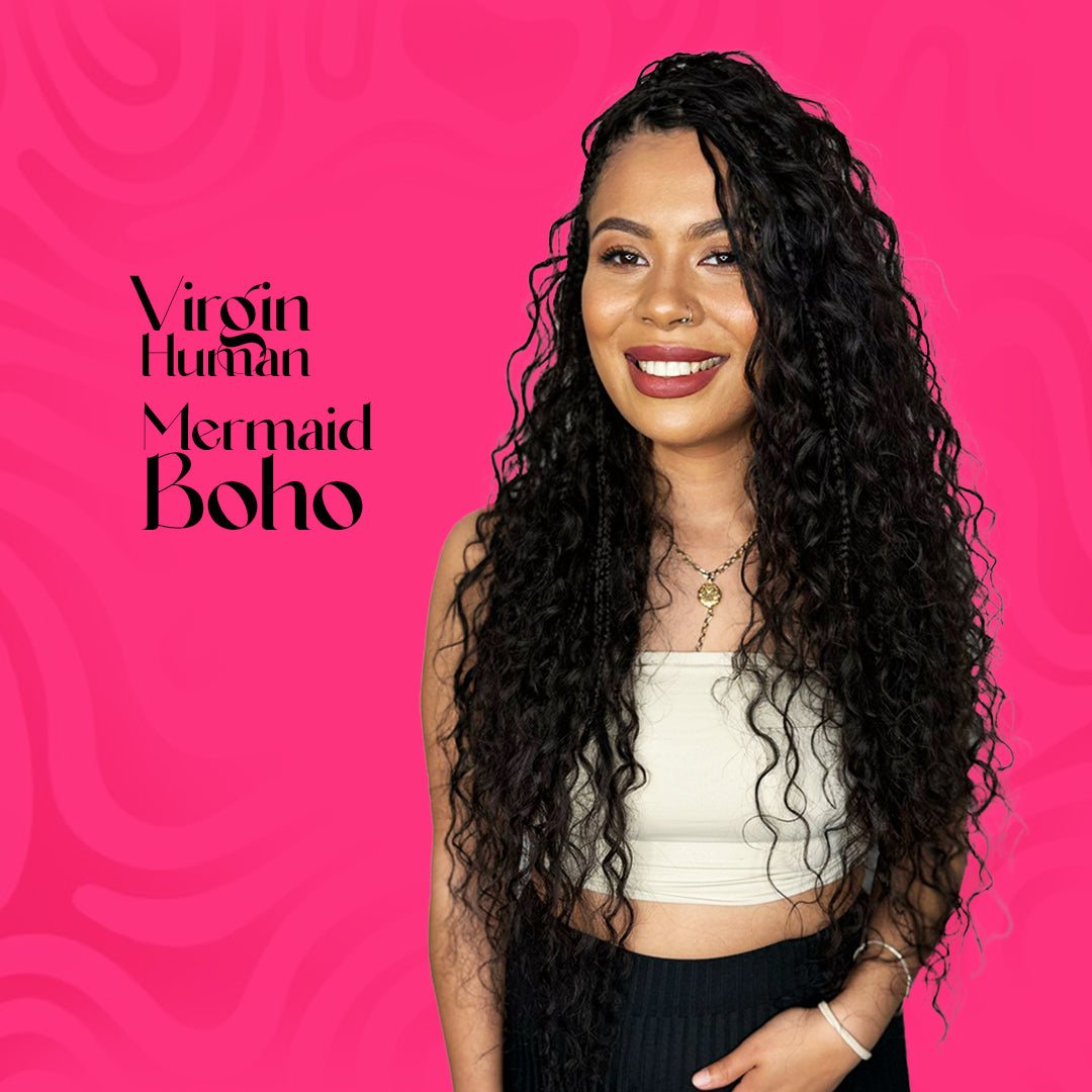Virgin Human Mermaid Boho Hair – Long, Flowing Natural Waves