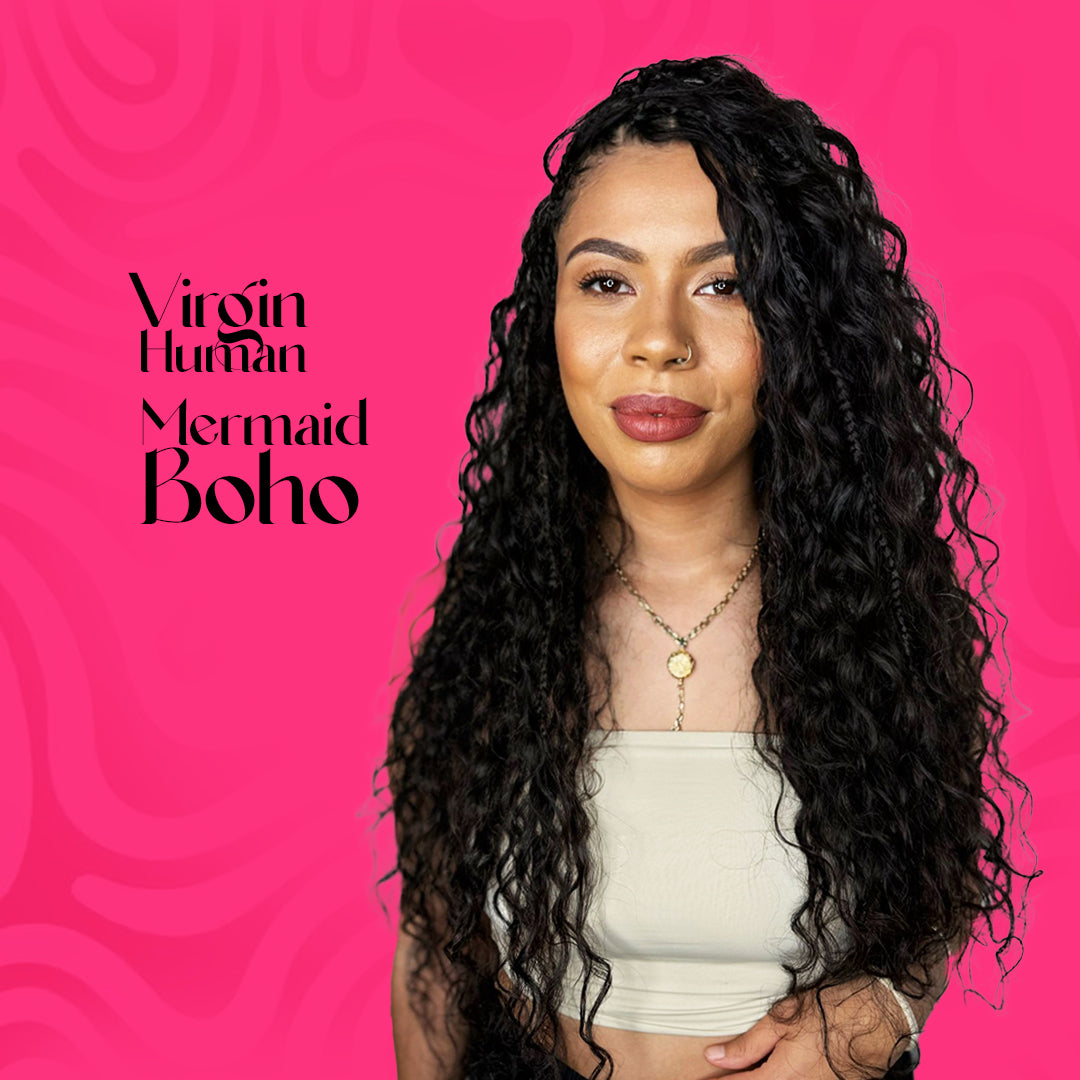 Virgin Human Mermaid Boho Hair – Long, Flowing Natural Waves